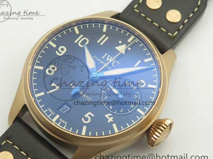 MIROTIME 0823 Big Pilot IW510301 Satin-Polished RG YLF Best Edition Black Dial On Leather Strap A Flexible 7222